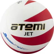 Мяч волейбольный Atemi JET, синтетическая кожа PU Soft, бел/красн, 12 п,окруж 65-67, клееный