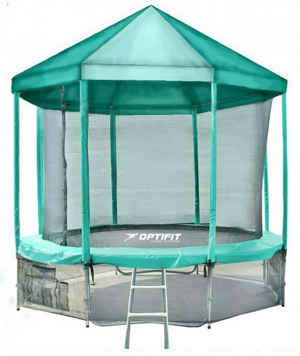 Батут Optifit Like Green 12ft с зеленой крышей фото