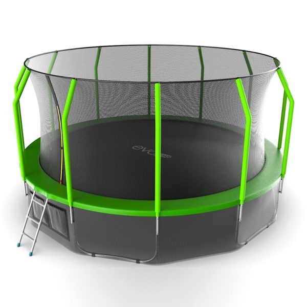 Батут с внутренней сеткой и лестницей Evo Jump Cosmo 16ft (Green)+ нижняя сеть