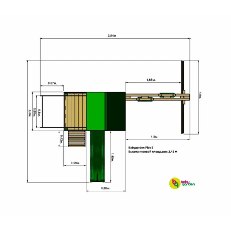 Детская игровая площадка Babygarden Play 5 зеленый - Фото 5