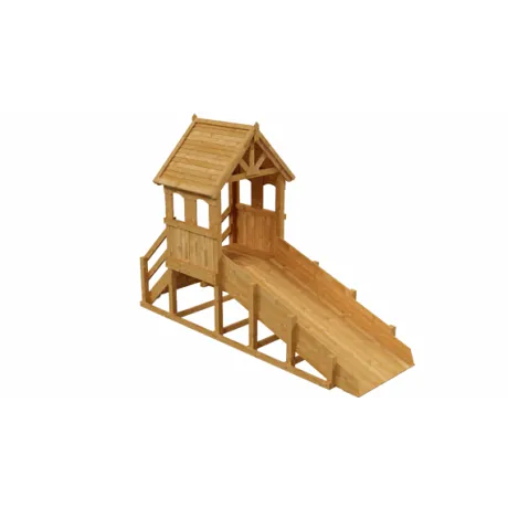 Зимняя деревянная заливная горка "Выше всех" Теремок, пропитка каштан - Фото 2