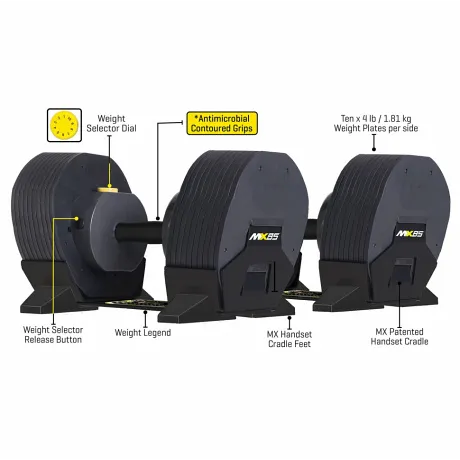 Гантели наборные MX Select MX-85, вес 5.6-38.6 кг, 2 шт без стойки - Фото 2