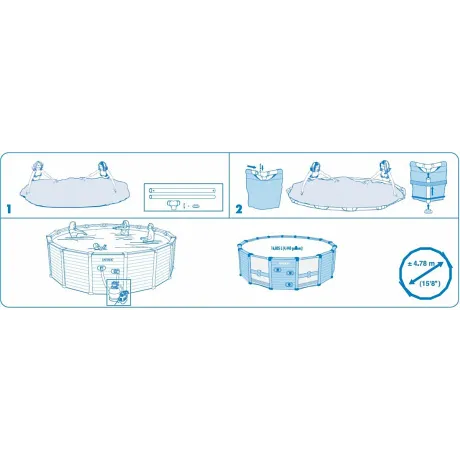 Каркасный бассейн Graphite Gray Panel Pools (круг) 4.78 x 1.24 м, 26384 - Фото 3