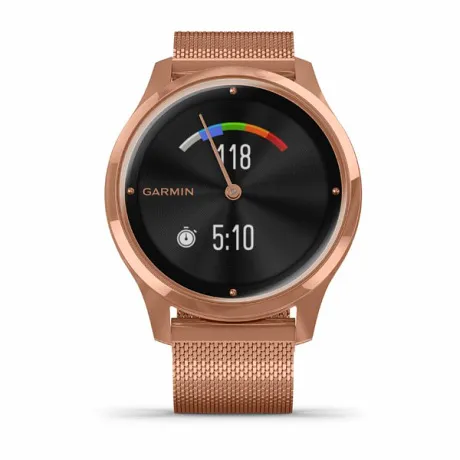 Смарт-часы Garmin VIVOMOVE LUXE розовое золото PVD 18K с ремешком "миланская петля" - Фото 3