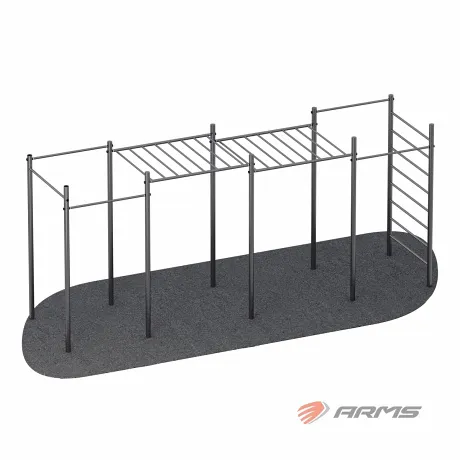 Рукоход двойной двухуровневый, 5 турников и шведская стенка ARMS ARWOK016.2