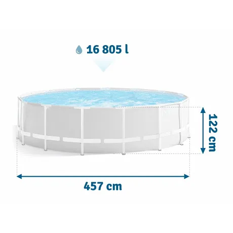 Каркасный бассейн INTEX GreyWood Prism Frame Premium (круг) 4.57 х 1.22 м (фил.-насос 3785л\ч, лестница) 26742NP - Фото 4