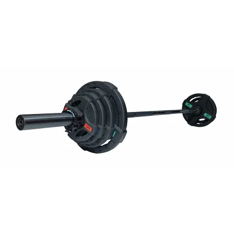 Штанга олимпийская OriginalFitTools 58 кг (диски с двумя хватами, черный гриф)