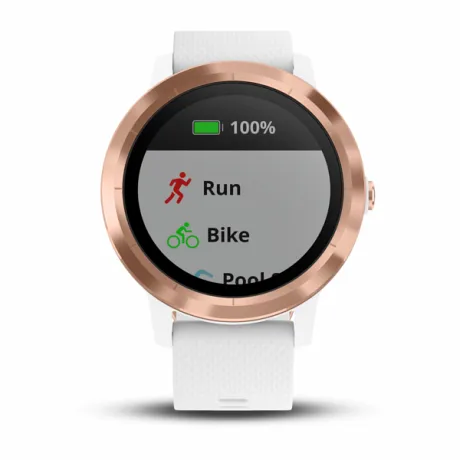 Умные часы с встроенным GPS Garmin VIVOACTIVE 3 золотистые с белым ремешком - Фото 4