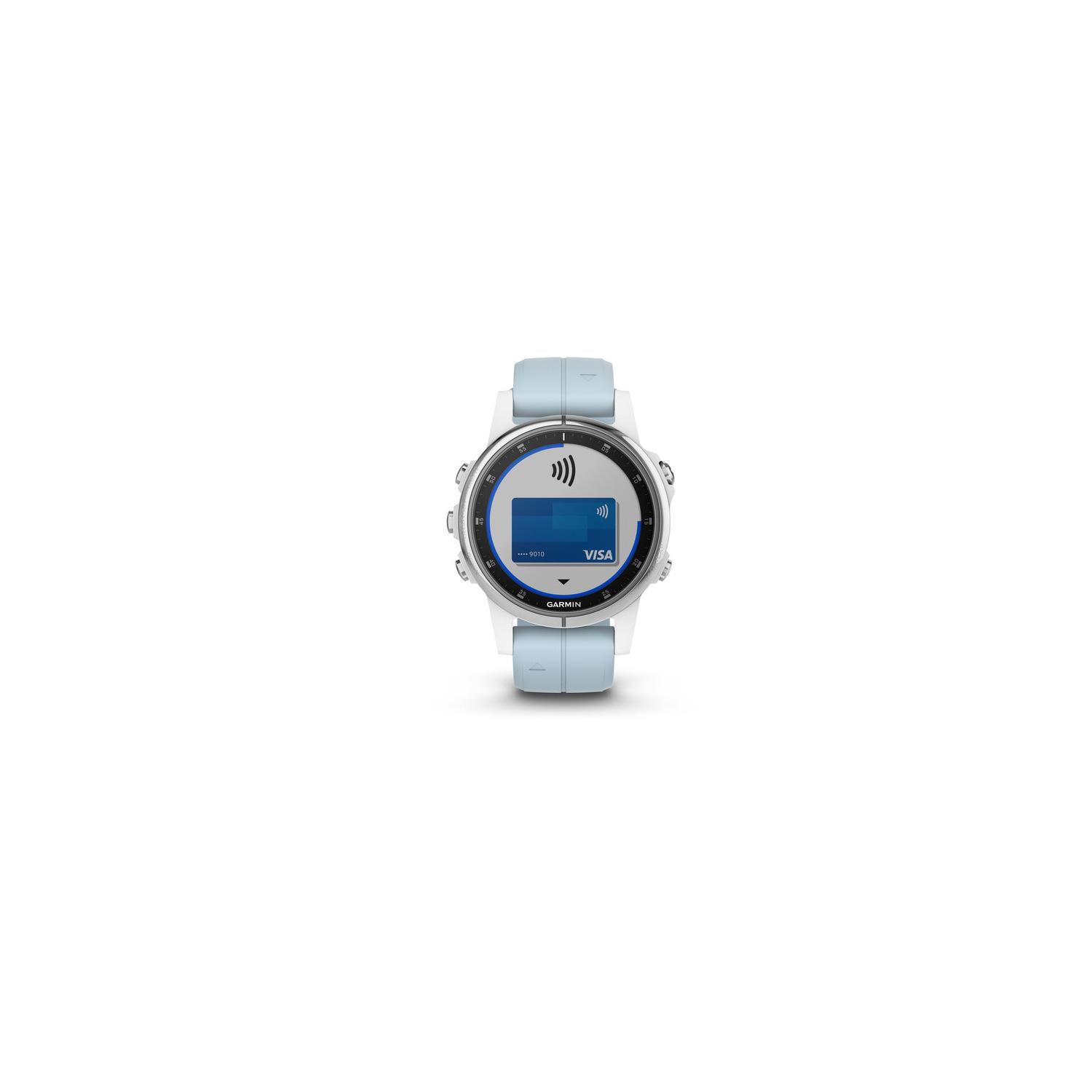 GPS-часы Garmin FENIX 5S PLUS белые с голубым ремешком - купить в Москве за  61490 руб. | «GiperSport»