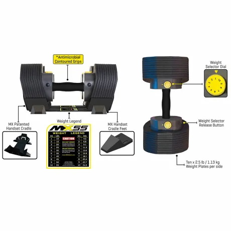 Гантели наборные MX Select MX-55, вес 4.5-24.9 кг, 2 шт без стойки - Фото 3
