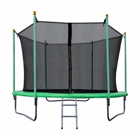 Батут JUNHOP 10 Комплект с защитной сетью и лестницей зеленый - Фото 2
