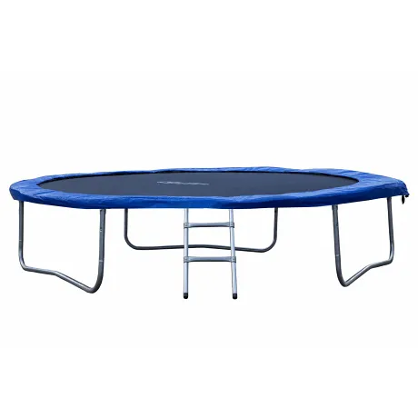 Батут JUNHOP 10 Комплект с защитной сетью и лестницей синий - Фото 5