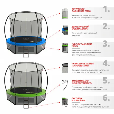 Батут Yamota TOP 427см (14ft) с баскетбольным набором - Фото 8