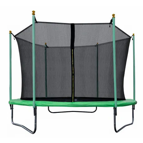Батут JUNHOP 10 Комплект с защитной сетью и лестницей зеленый - Фото 3