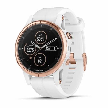 GPS-часы Garmin FENIX 5S PLUS SAPPHIRE розовое золото с белым ремешком
