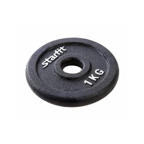 Диск чугунный Starfit BB-204 1 кг, d=26 мм, черный