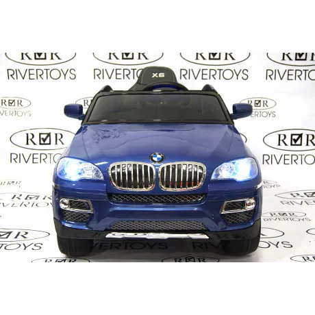 Электромобиль RiverToys BMW-X6 BLUE-GLANEC - Фото 4