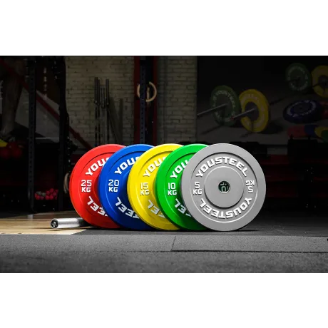 Диски для штанги каучуковые Yousteel желтый 15 кг - Фото 2