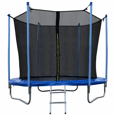 Батут JUNHOP 8 Комплект с защитной сетью и лестницей синий - Фото 2