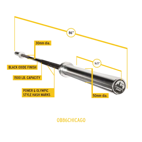 Гриф олимпийский с двойными марками 220 см BodySolid CHICAGO - Фото 2