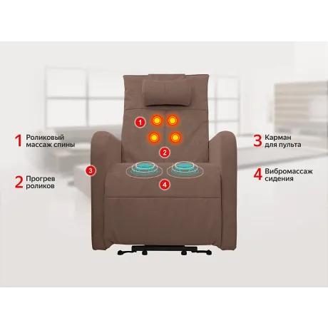 Массажное кресло реклайнер с подъемом FUJIMO LIFT Compact F3005 FLFK Терра (Sakura 20) - Фото 2