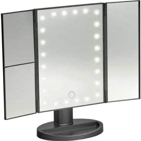 Настольное 3D зеркало с подсветкой и с увеличением для макияжа, раскладное, 24 LED лампы
