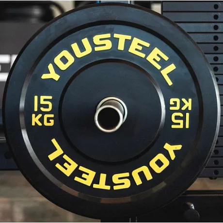 Диск каучуковый для штанги YouSteel тренировочный желтый 15кг