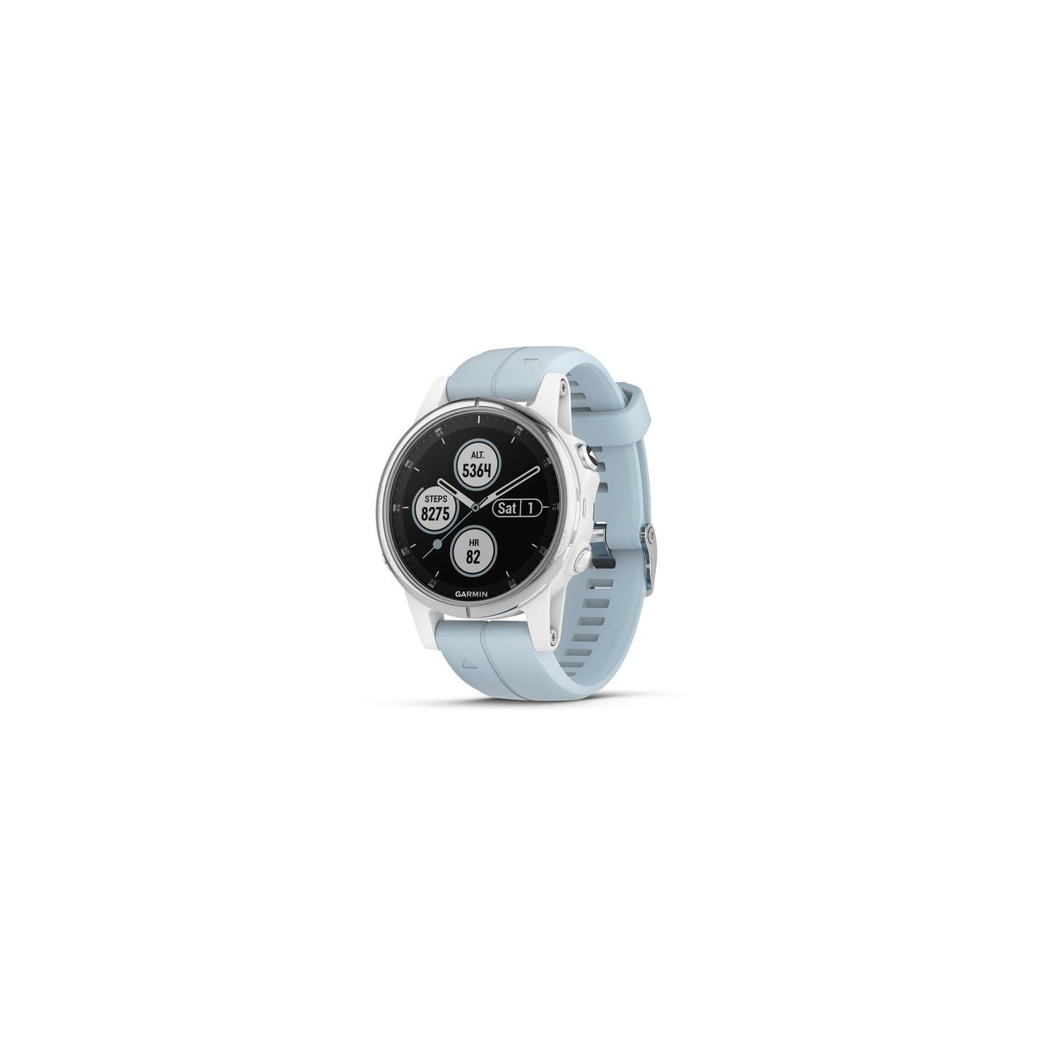 GPS-часы Garmin FENIX 5S PLUS белые с голубым ремешком - купить в Москве за  61490 руб. | «GiperSport»