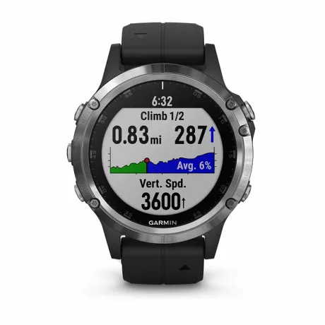 Мультиспортивные часы Garmin FENIX 5 PLUS серебристый с черным ремешком - Фото 6