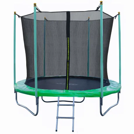 Батут JUNHOP 8 Комплект с защитной сетью и лестницей зеленый - Фото 2
