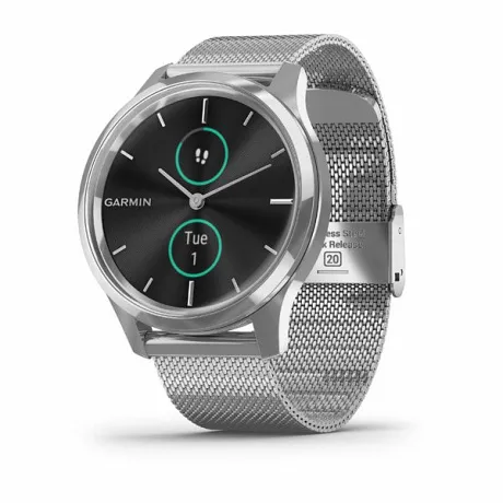 Смарт-часы Garmin VIVOMOVE LUXE серебристый с серебристым ремешком
