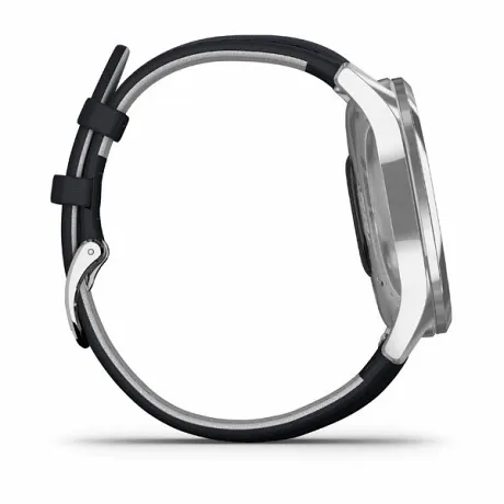 Смарт-часы Garmin VIVOMOVE LUXE серебристый с итальянским кожаным темно-синим ремешком - Фото 3