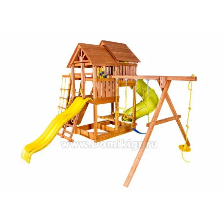 Игровая площадка SkyFort Deluxe II с горкой и горкой трубой и с манки-баром - Фото 3