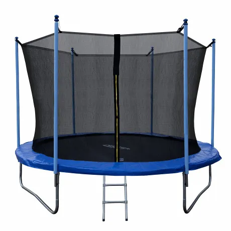 Батут JUNHOP 10 Комплект с защитной сетью и лестницей синий - Фото 2