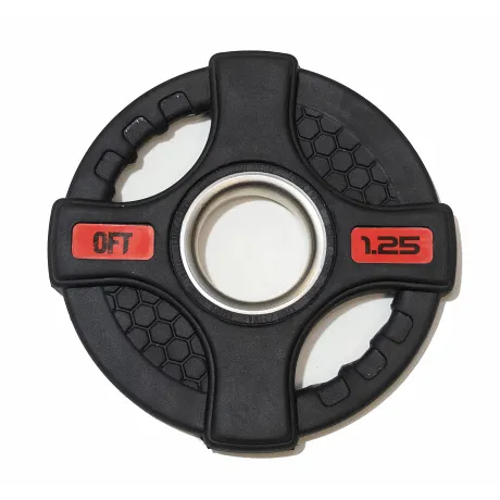 Штанга олимпийская OriginalFitTools 128 кг (диски с двумя хватами, черный гриф) - Фото 4