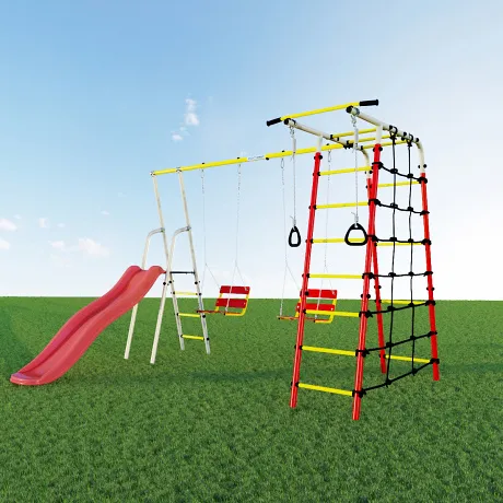 Дачный комплекс Богатырь Плюс 2 + ЦЕПНЫЕ качели Romana R 103.12.05 NEW (белый,красный,желтый) - Фото 3