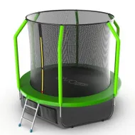 Батут c защитной сеткой EVO JUMP Cosmo 8ft (Green) с внутренней сеткой и лестницей + нижняя сеть