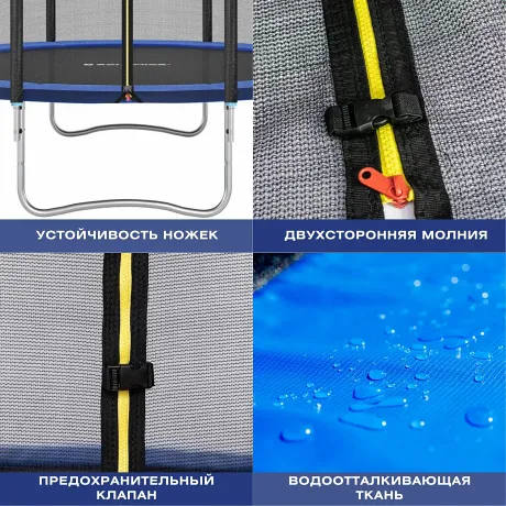 Батут с защитной сеткой PERFETTO SPORT PREMIUM STRONG 12 диаметр 3,7 м зелёный - Фото 4