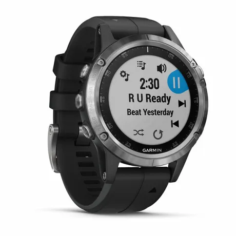 Мультиспортивные часы Garmin FENIX 5 PLUS серебристый с черным ремешком - Фото 7