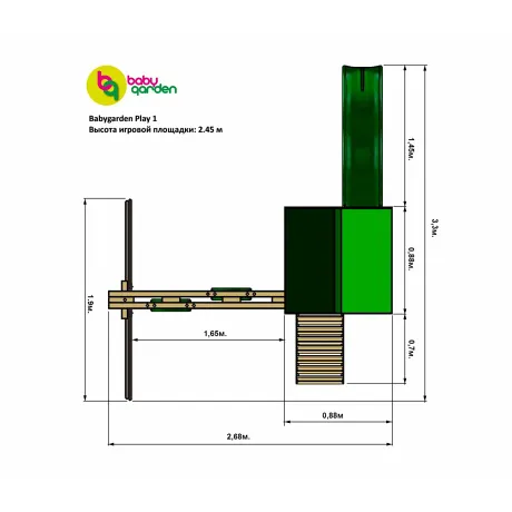 Детская игровая площадка Babygarden Play 1 зеленый - Фото 2
