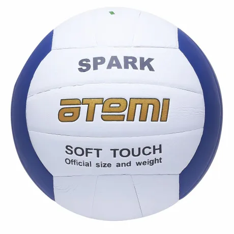 Мяч волейбольный Atemi SPARK, синтетическая кожа Microfiber, бел/син, 18 п, клееный, окруж 65-67
