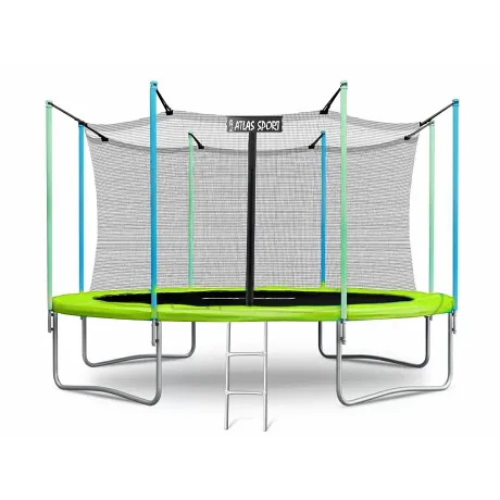 Батут Atlas Sport 374 см (12 ft) с внутренней сеткой и лестницей GREEN - Фото 2