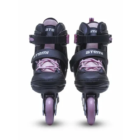 Ролики раздвижные Atemi, AIS01AM, M (34-37), PU72, 82A, ABEC-7 Carbon, SB, черно-розовые - Фото 2