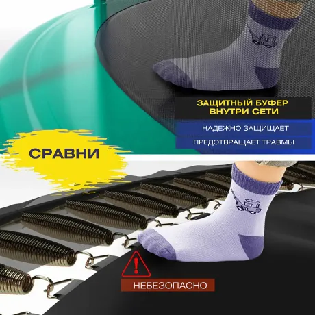 Батут с защитной сеткой PERFETTO SPORT PREMIUM STRONG 12 диаметр 3,7 м зелёный - Фото 15