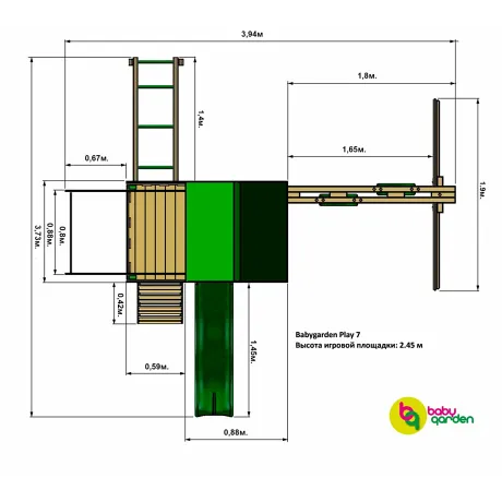 Детская игровая площадка Babygarden Play 7 салатовый - Фото 5