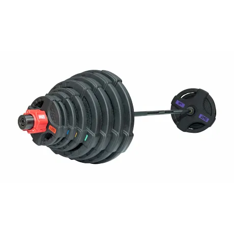 Штанга олимпийская OriginalFitTools 180 кг (диски с двумя хватами, черный гриф)