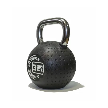 Гиря OriginalFitTools 32 кг с хромированной ручкой полиуретановая (CPU) - Фото 2