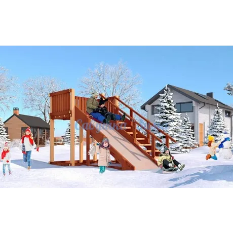 Зимняя деревянная  горка Савушка "Зима-3" Зимняя деревянная  горка Савушка "Зима-3"