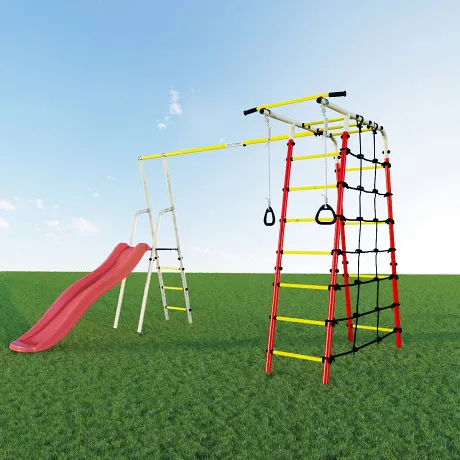 Спортивно-игровой комплекс ROMANA Богатырь Плюс 2 БЕЗ КАЧЕЛЕЙ 103.12.05 NEW (белый,красный,желтый) - Фото 3