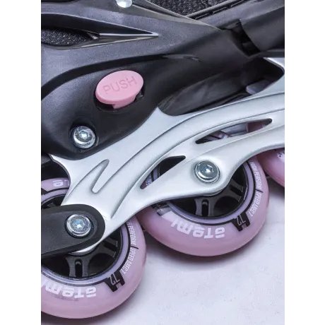 Ролики раздвижные Atemi, AIS01AM, M (34-37), PU72, 82A, ABEC-7 Carbon, SB, черно-розовые - Фото 6